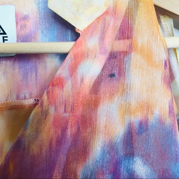 UNIF watercolor cold shoulder button up top - Picture 5 of 11